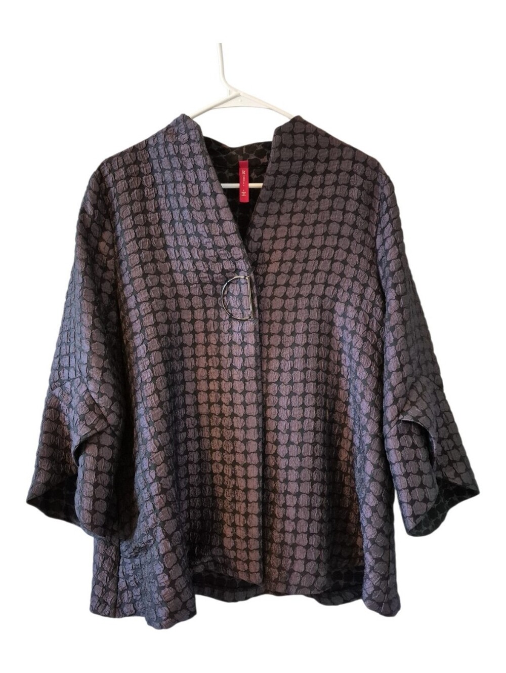 IC BY CONNIE K TEXTURE OP-ART SWING 3/4 SLEEVES LUX JACKET  SIZE L